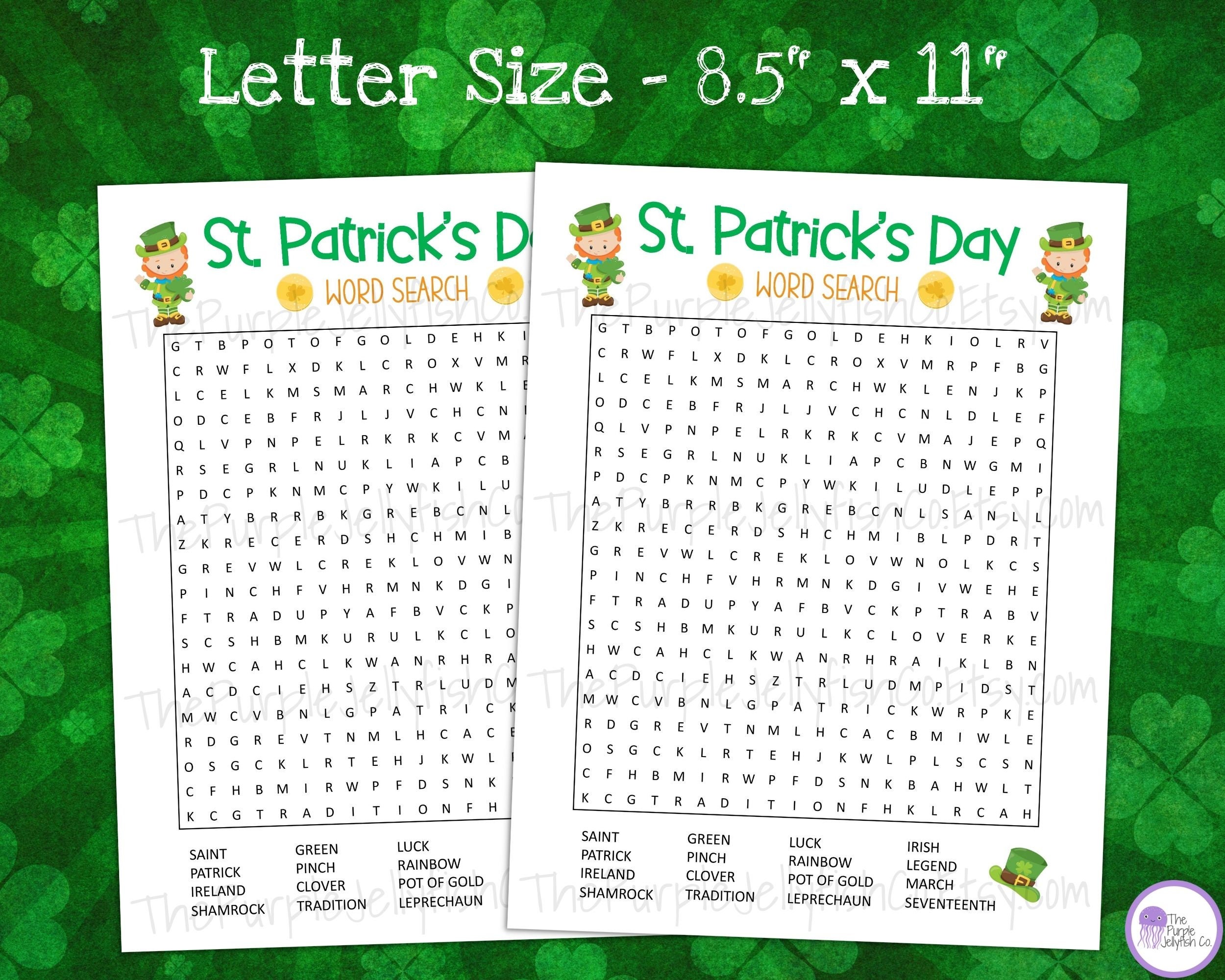 St Patricks Day Word Search Printable St Patricks Activity - Etsy