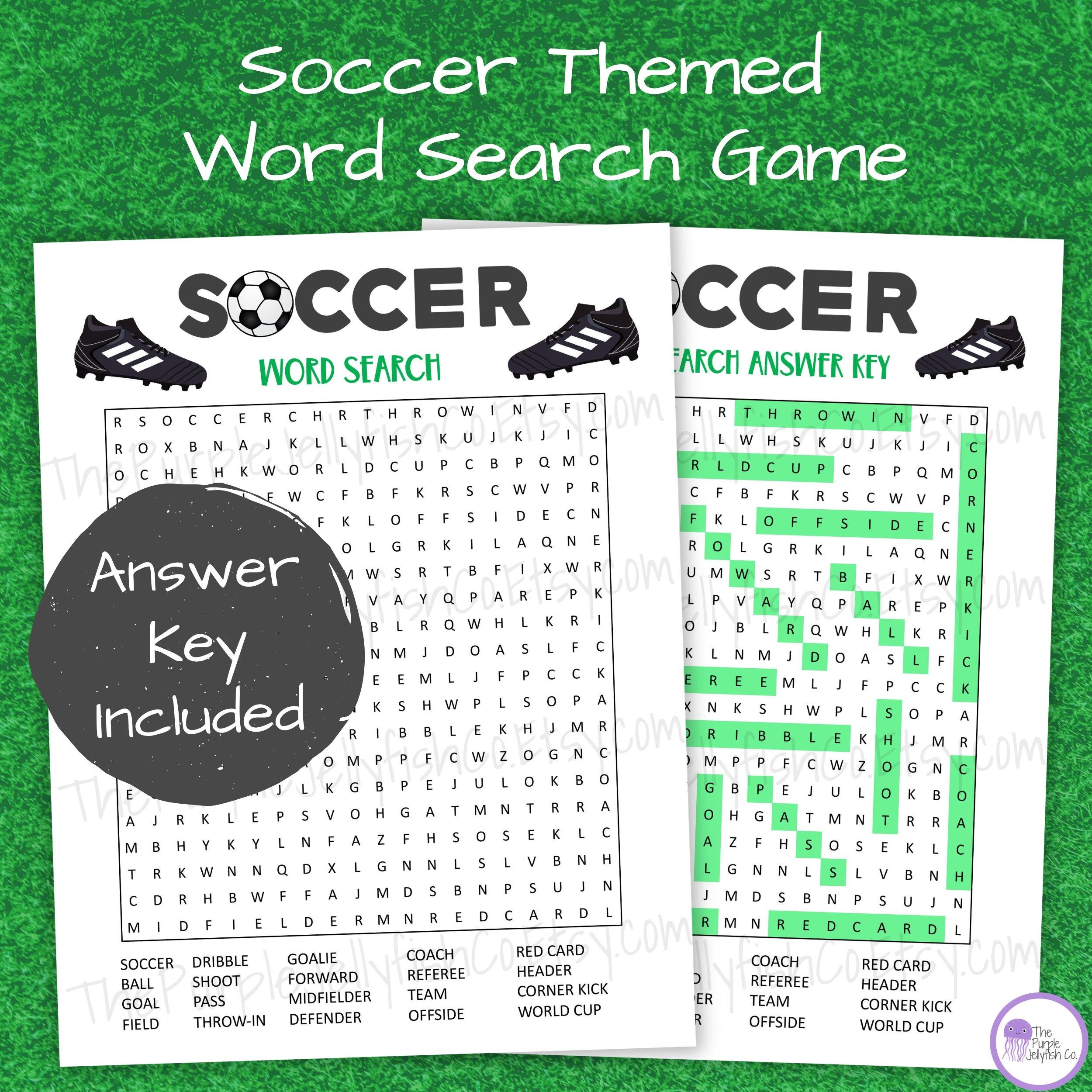 Soccer Word Search Printable, Soccer Activity for Kids & Adults, World ...