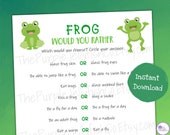 Frog Would You Rather, Printable Frog Game, Frog This or That Game for Kids, Frog Activity, Frog Birthday Party, Frog Theme, Classroom Game