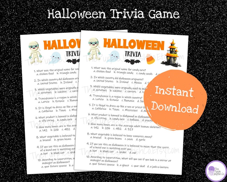 Halloween Trivia Game Halloween Game Printable Halloween - Etsy