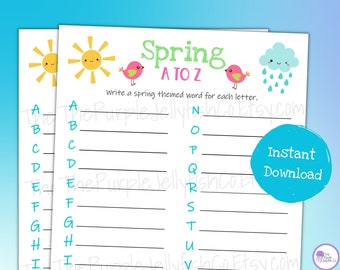 Spring A to Z Game, Printable Spring Game for Kids & Adults, Easter A-Z, Spring Activity, Spring Family Game, Springtime Classroom Activity