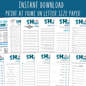 Shark Games Bundle, Cute Shark Printables, Shark Activities for Kids ...