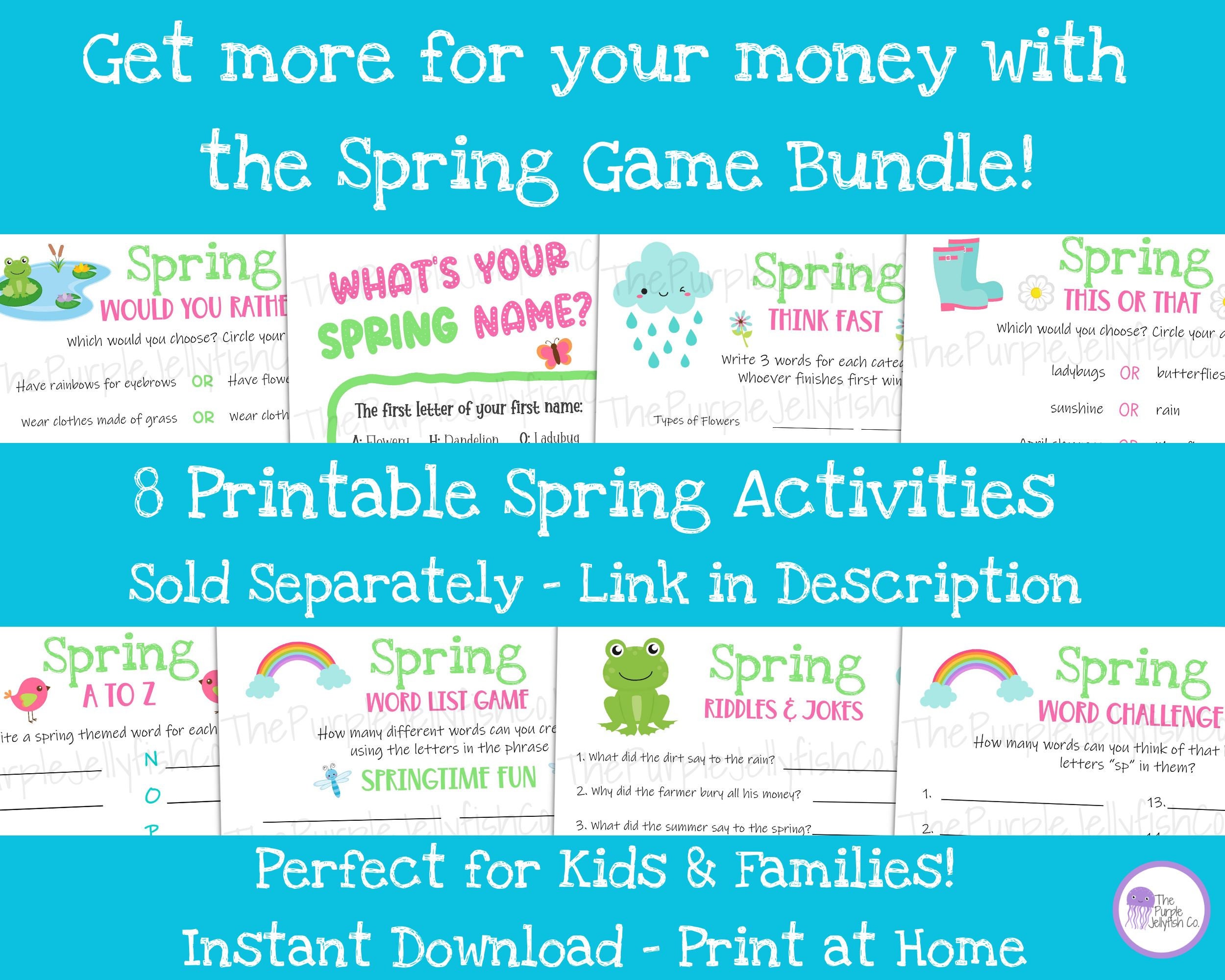 Spring Think Fast Game Printable Spring Activity for Kids 