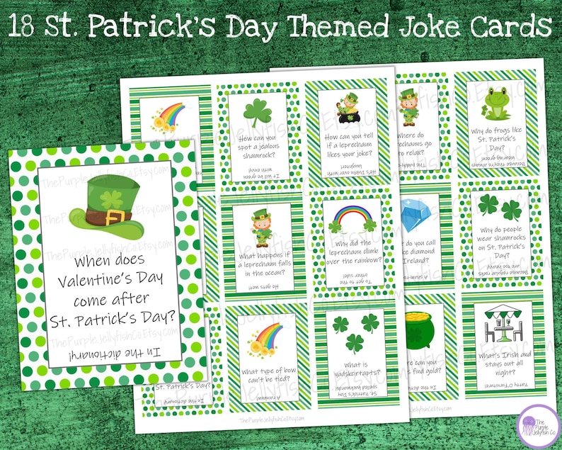 St Patricks Day Lunchbox Notes for Kids Lunch Box Jokes, School Lunch ...