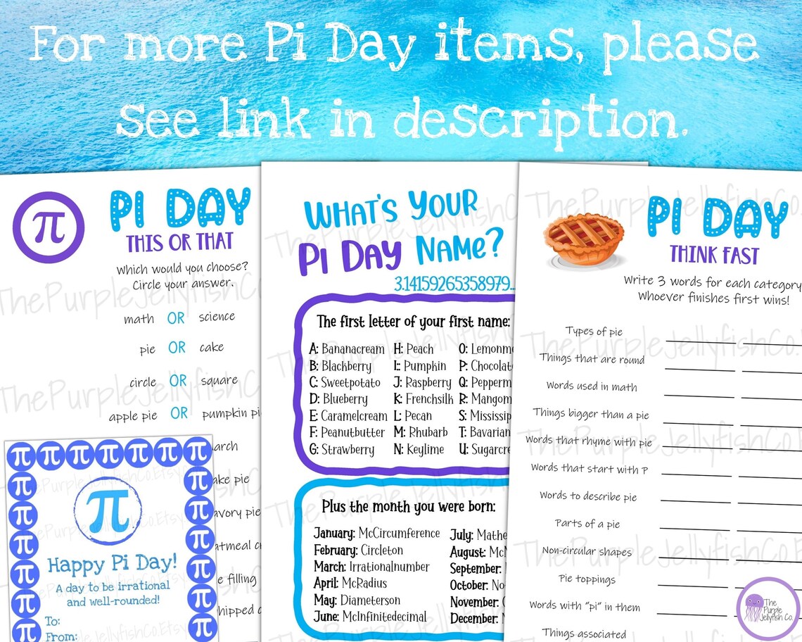 Pi Day Word Games Bundle, Printable Games for Kids, Word Game Printable