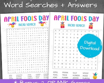 April Fools Day Word Search Printable, Funny April Fools Prank for Kids & Adults, April Fools Joke Classroom Activity Game, Word Find Puzzle
