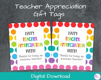 Happy Teacher Appreciation Week Gift Tags Printable, Teacher Appreciation Gift Card Tag, Teacher Gift Bag Tag, DIY Treat Tag, PTA PTO Idea