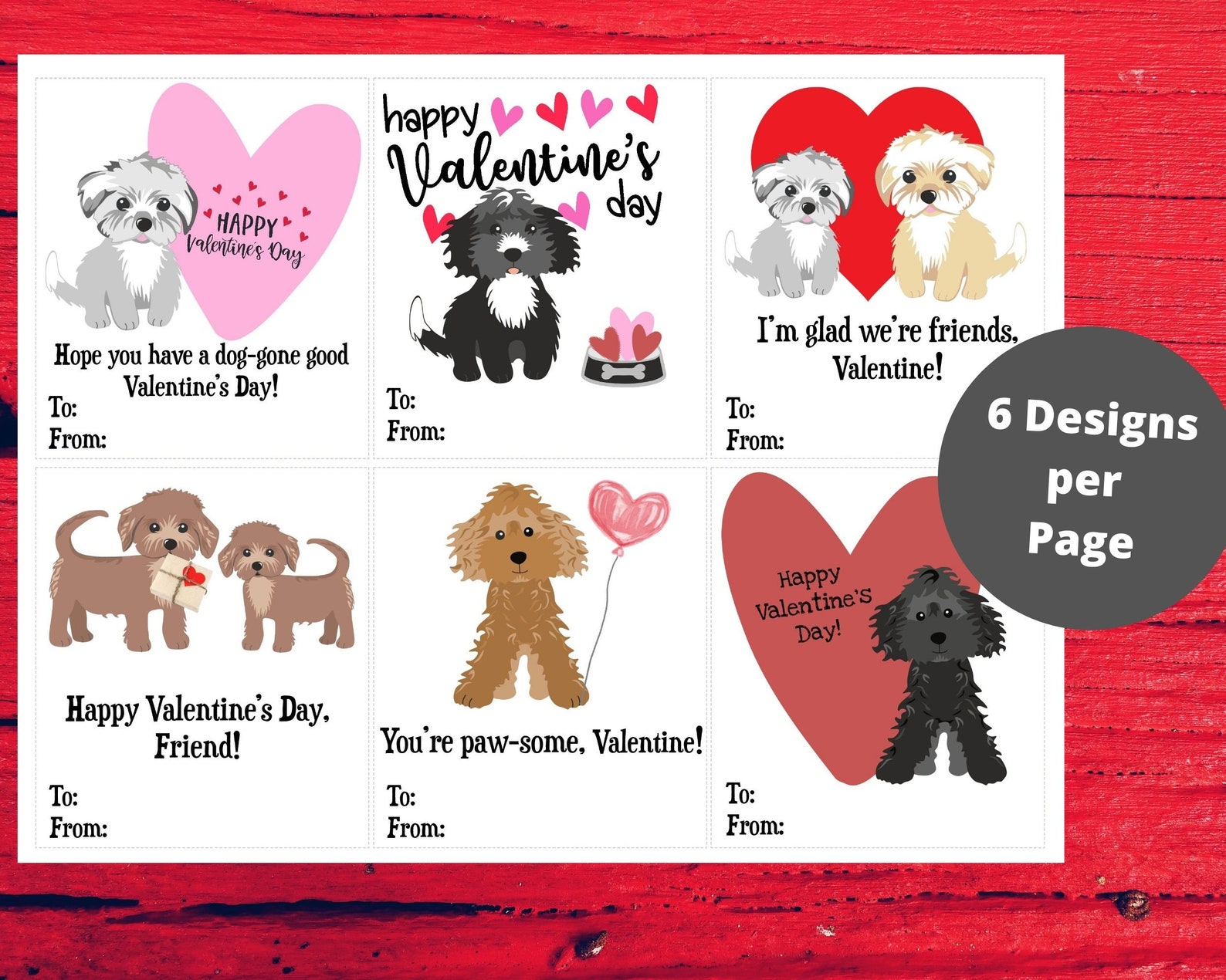 Adorable Dog Valentines Printable Kids Valentines Cards for | Etsy