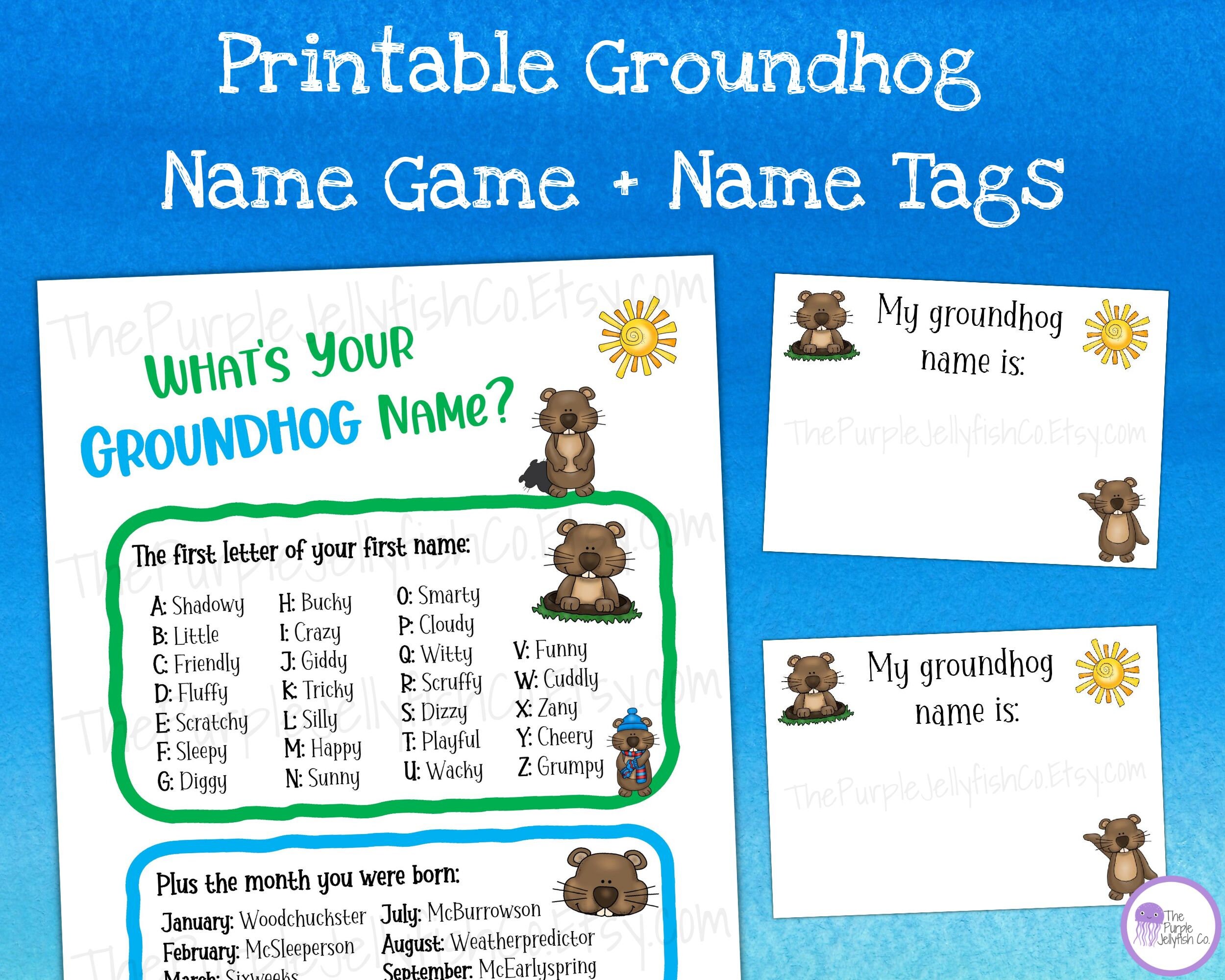 What's Your Groundhog Name Game Groundhog Day Printable Etsy