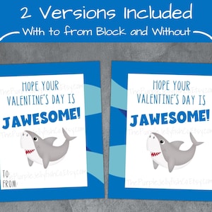 Shark Valentine Cards for Kids Printable, School Valentines for Class ...