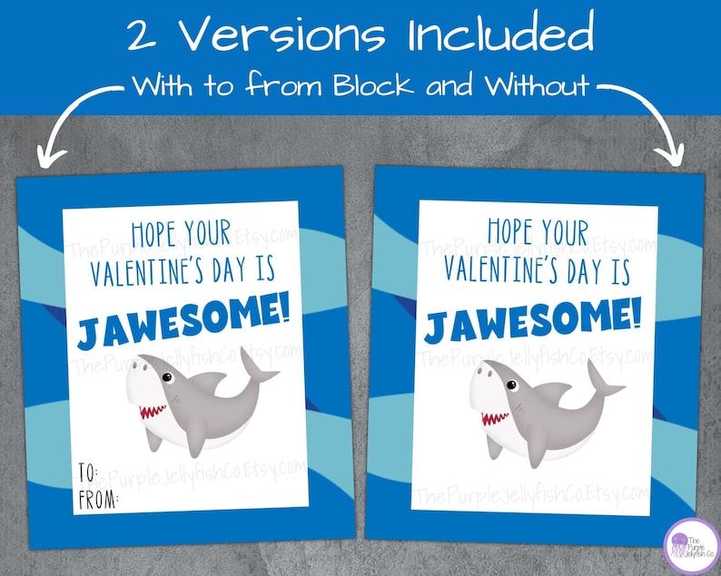 Shark Valentine Cards for Kids Printable, School Valentines for Class ...