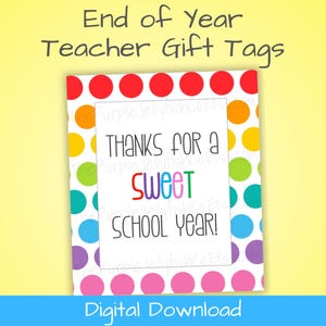 Étiquette-cadeau Merci pour une année scolaire douce à imprimer, étiquette de carte-cadeau de remerciement des enseignants, idée cadeau de fin d'année pour enseignant, étiquette de bonbons, étiquette à biscuits