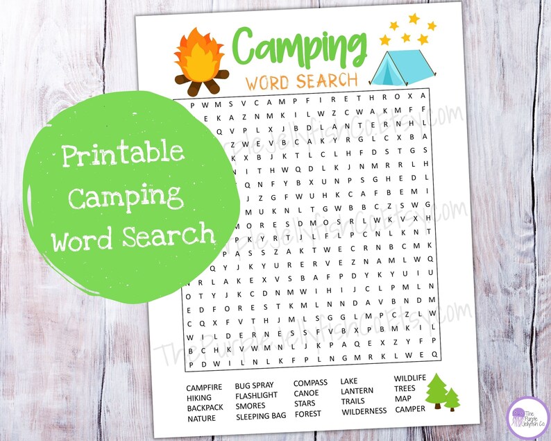 Camping Word Search Camping Activity for Kids Printable - Etsy