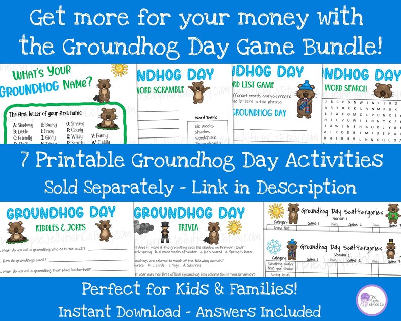 Groundhog Day Word Scramble for Kids, Printable Groundhog Activity