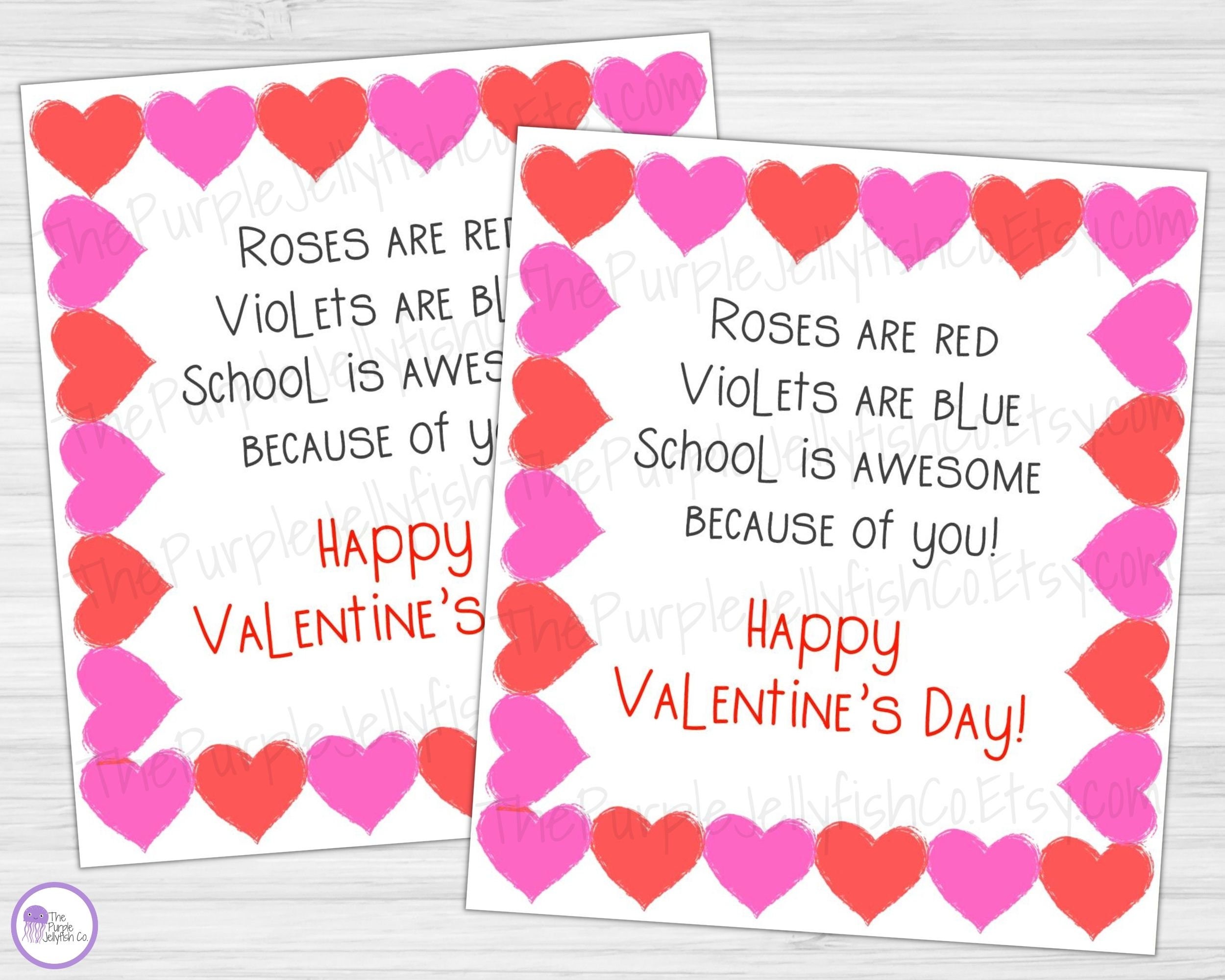 Valentines from Teacher to Student Valentines Cards Printable, Valentine for School Staff, Valentines Day Tags, Valentines from Principal