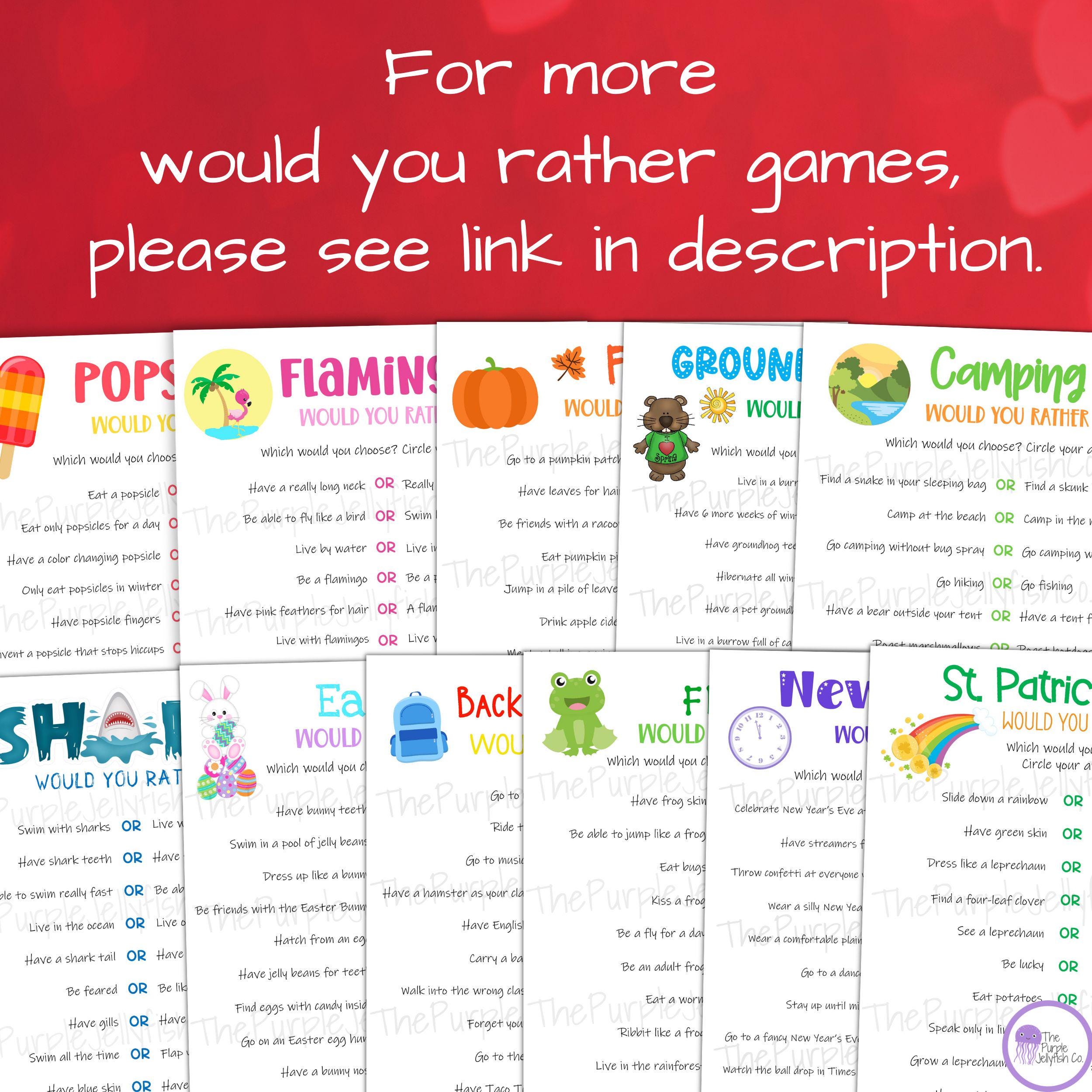 Would You Rather Valentine's Day Game, Printable Valentines Activity ...
