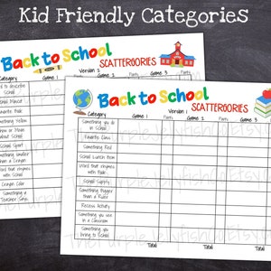 Back to School Scattergories, First Day of School Activity, Back to ...