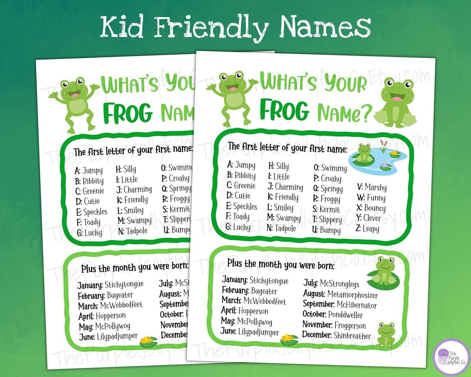 What's Your Frog Name, Frog Game for Kids Printable, Frog Name