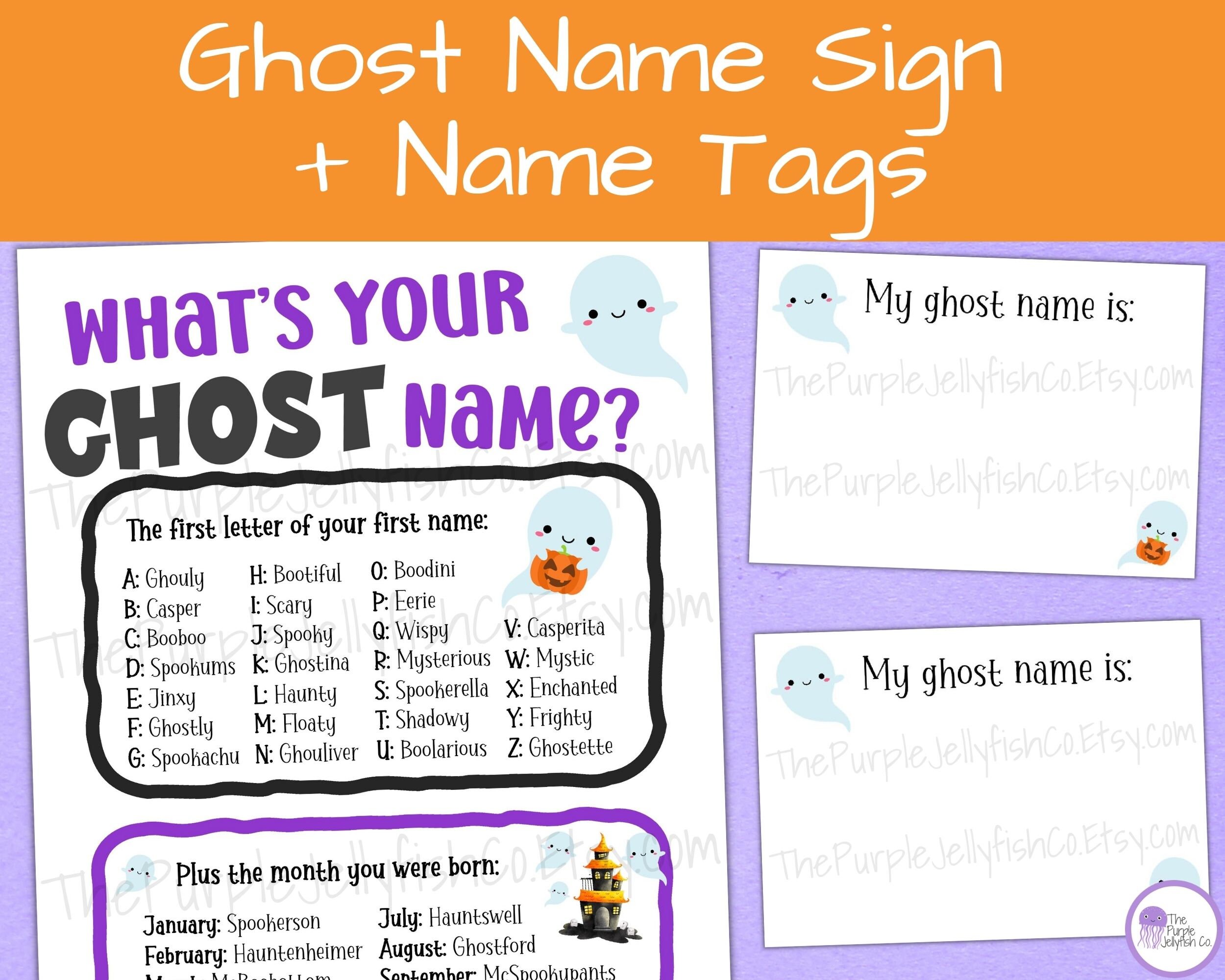 What's Your Ghost Name Game Printable Halloween Name Sign Etsy