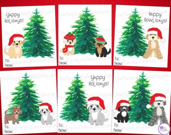 Dog Christmas Gift Tags, Printable Christmas Gift Tags, Holiday Favor Tags, Dog Lover Christmas Card, Dog Owner Gift Idea, Puppy Christmas