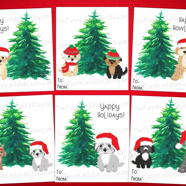 Dog Christmas Gift Tags, Printable Christmas Gift Tags, Holiday Favor Tags, Dog Lover Christmas Card, Dog Owner Gift Idea, Puppy Christmas