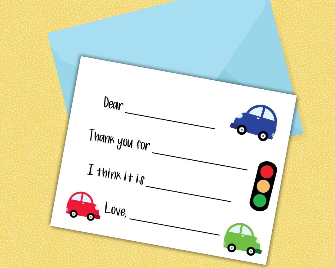 Thank You Card for Kids Printable, Fill in the Blank Thank You Card ...