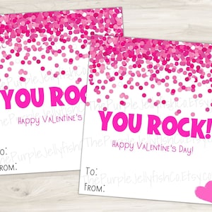 You Rock Valentine Tag, Cartes de Saint-Valentin en classe pour enfants imprimables, Cadeaux de classe pour la Saint-Valentin, Pop Rocks Valentine, DIY Candy Valentine
