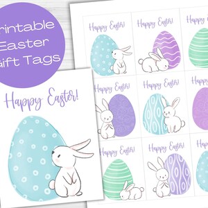 Étiquette de cadeau de Pâques imprimable, étiquette de panier de Pâques, étiquette de lapin de Pâques, joyeuses Pâques imprimable, carte de Pâques, étiquette de faveur de fête de Pâques, étiquette de friandise de Pâques