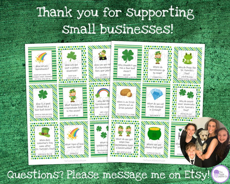 St Patricks Day Lunchbox Notes for Kids Lunch Box Jokes, School Lunch ...