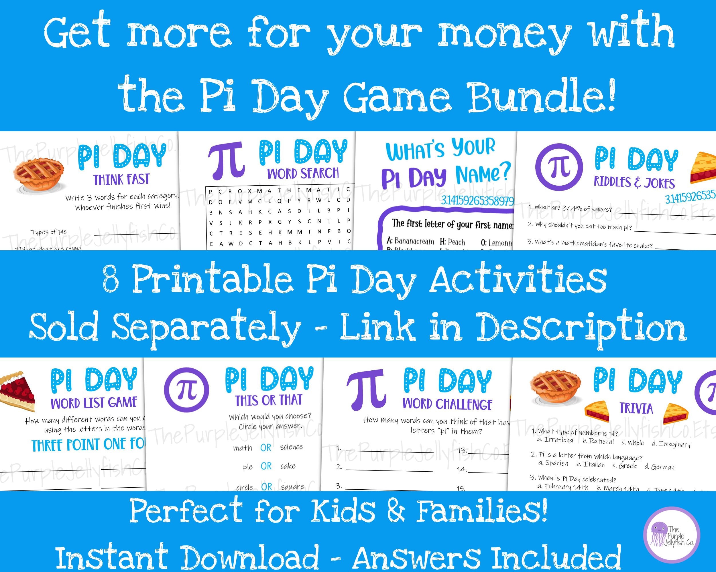 Pi Day Trivia Game for Kids and Adults, Printable Pi Day Activity, Pi Day Party Idea, Classroom