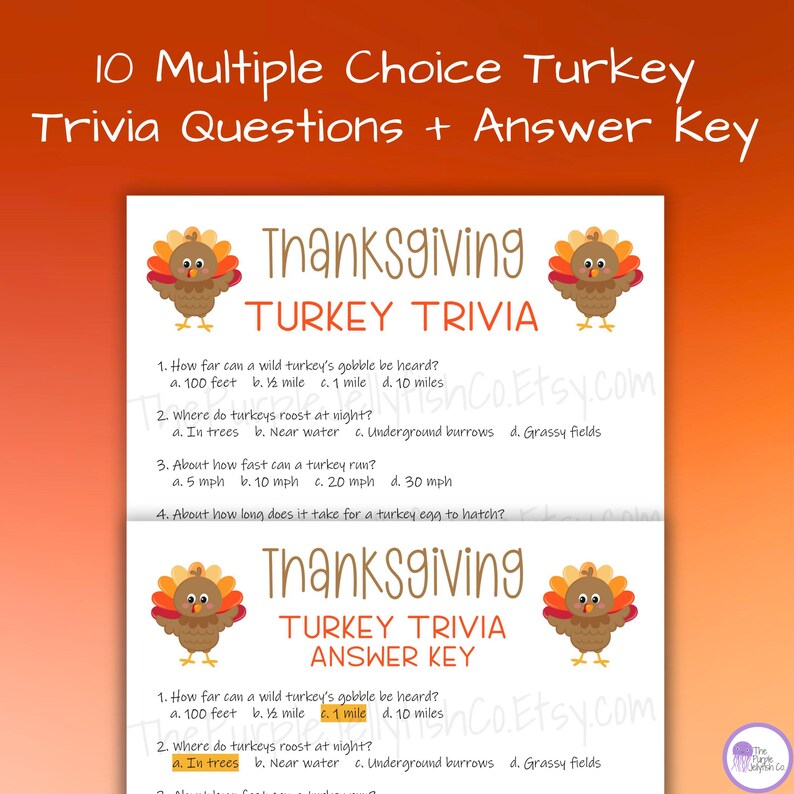 Turkey Trivia Game Printable, Thanksgiving Trivia Questions ...