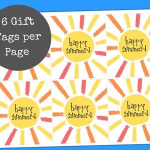 Happy Summer Gift Tags, Printable End of School Year Tag, Summer Break ...