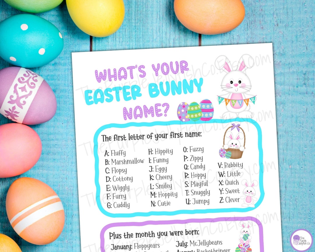 Easter Bunny Name Game What's Your Bunny Name Printable