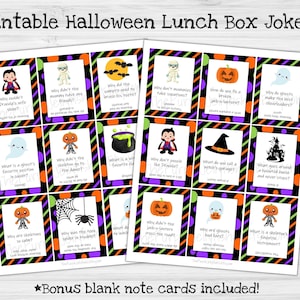 Notes de boîte à lunch d'Halloween à imprimer pour les enfants, Notes de déjeuner d'école amusantes, cartes de correspondance mignonnes de boîte à lunch d'Halloween, idée de fête