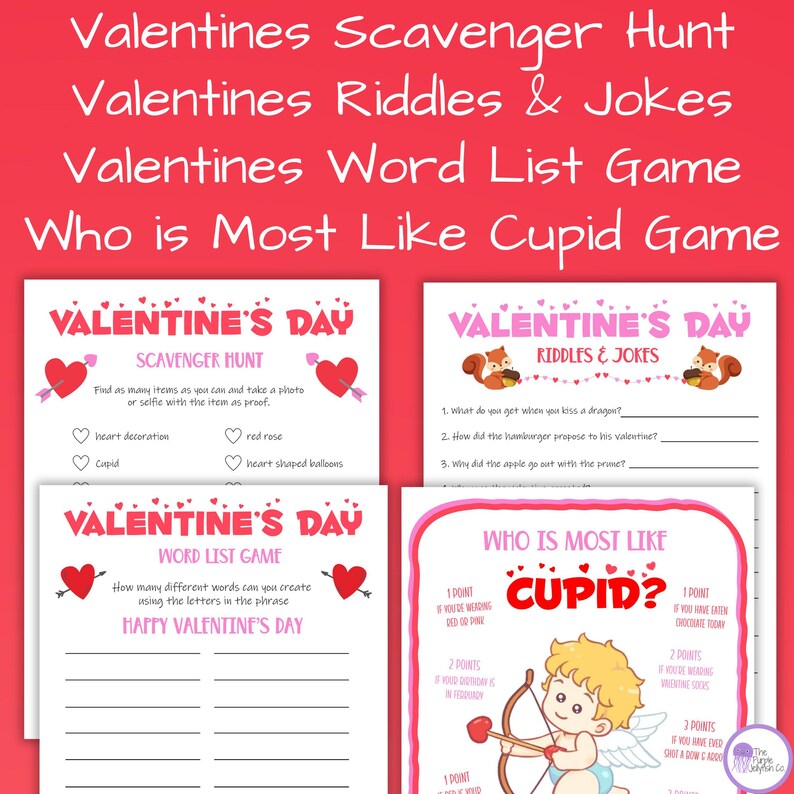 Valentine's Day Games Printable, Valentines Activities for Kids & Teens ...