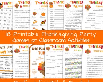 Thanksgiving Games for Kids, Thanksgiving Party Games Printable, Thanksgiving Activities for Kids Adults, Thanksgiving Family Game Bundle