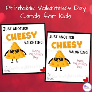 Tarjetas de San Valentín con queso para niños, tarjetas de San Valentín para el aula, tarjetas imprimibles para el día de San Valentín, etiquetas de San Valentín con galletas de queso, tarjetas para el día de San Valentín para niños