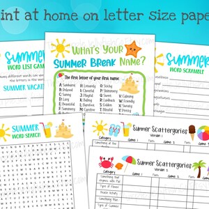 Summer Activities for Kids, Printable Summer Games, Summer Activity ...