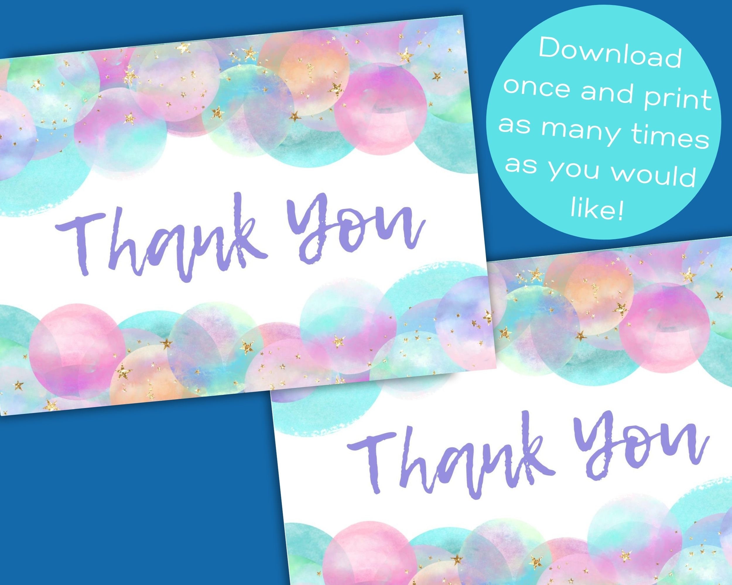 Printable Bubbles Thank You Card Folding Thank You Card - Etsy