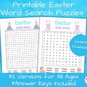 Easter Word Search Puzzle, Easter Games Printable, Easter Activity for Kids Teens & Adults, Word Find Digital Download, Cute Spring Activity