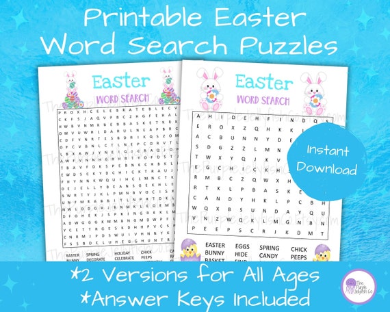 Easter Word Search Puzzle, Easter Games Printable, Easter Activity for Kids Teens & Adults, Word Find Digital Download, Cute Spring Activity