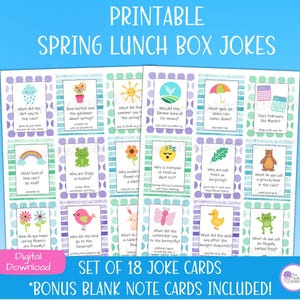 Frühling Lunch Box Witze für Kinder Druckbare Lunchbox Notizen, Lustige Osterkarten, süße Lunch Note Karten, Frühlingswitzkarten, Frühlingsaktivitätsspiel