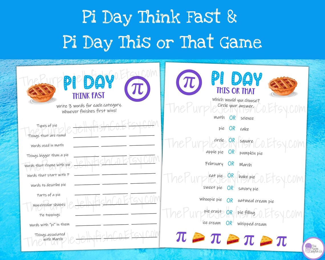 Pi Day Game Bundle, Pi Day Activities for Kids Printable, Pi Day Party