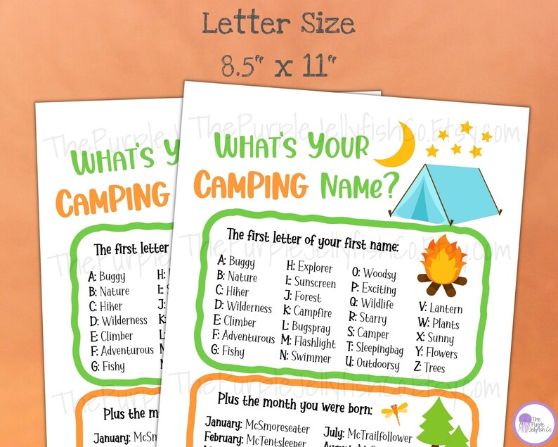 What's Your Camping Name Camping Name Game Kids Camping Etsy