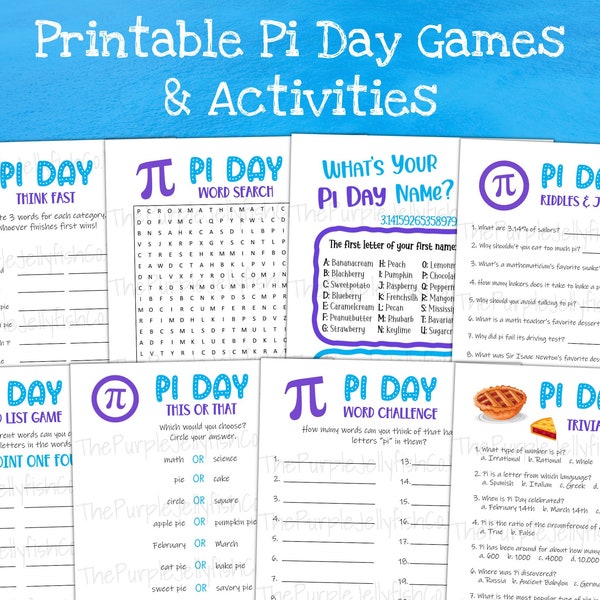 Pi Day Activities for Kids & Adults, Printable Pi Day Games, Math Worksheets, Pi Day Birthday Party Ideas, March 14 Activities, Math Games