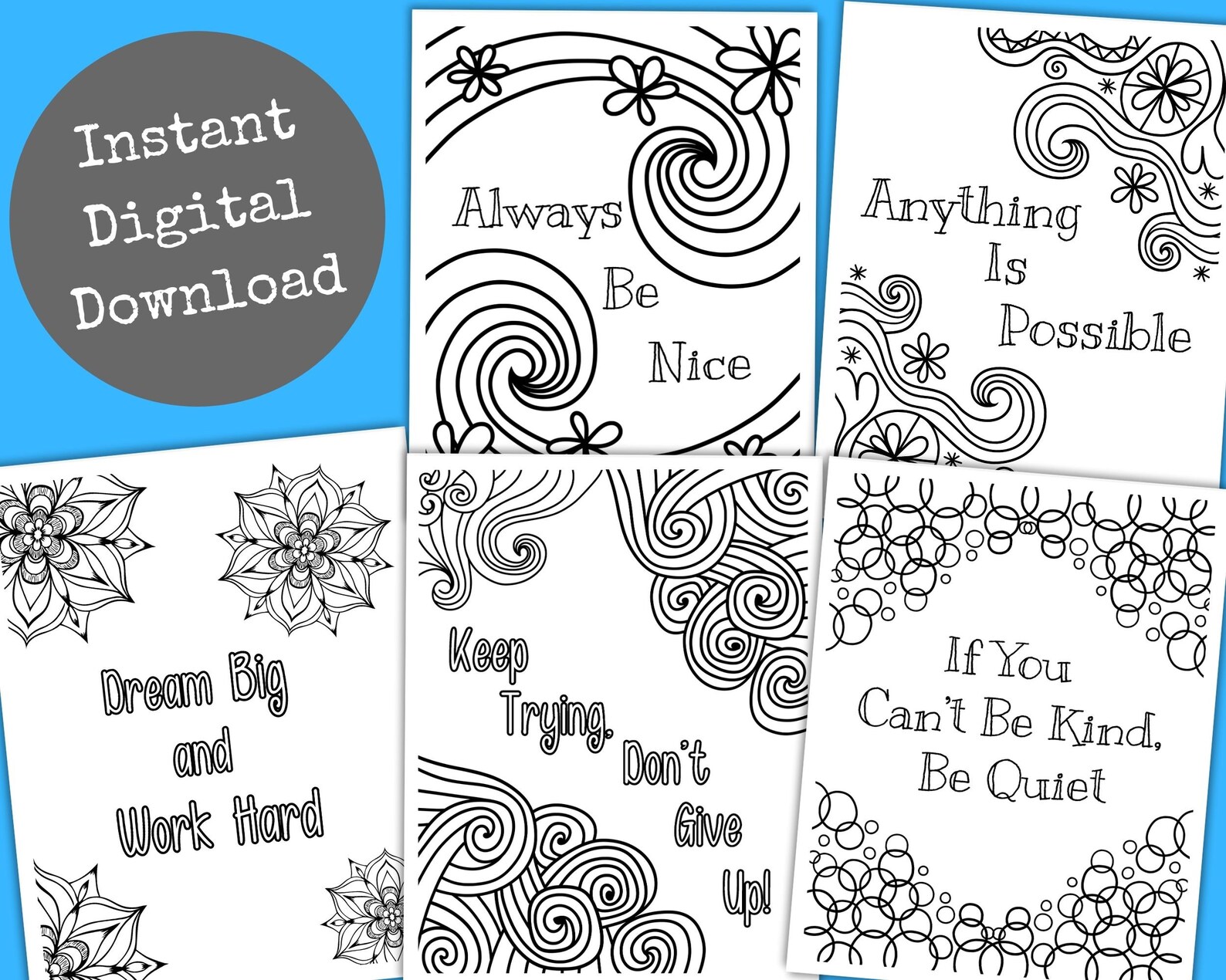 Printable Coloring Pages, Motivational Coloring Sheets, Kindness ...