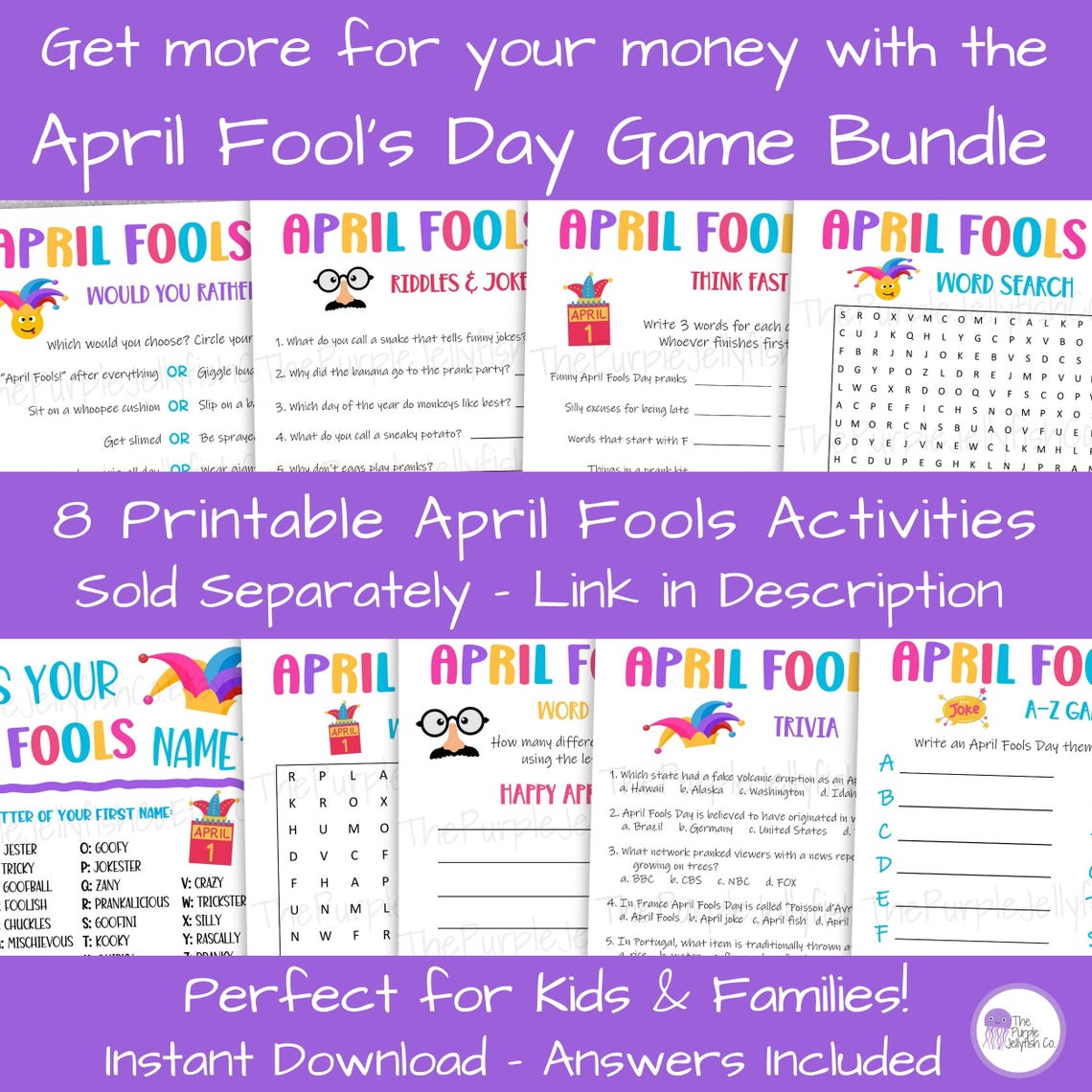 April Fool's Day Trivia Game Printable, April Fools Party Idea, April ...