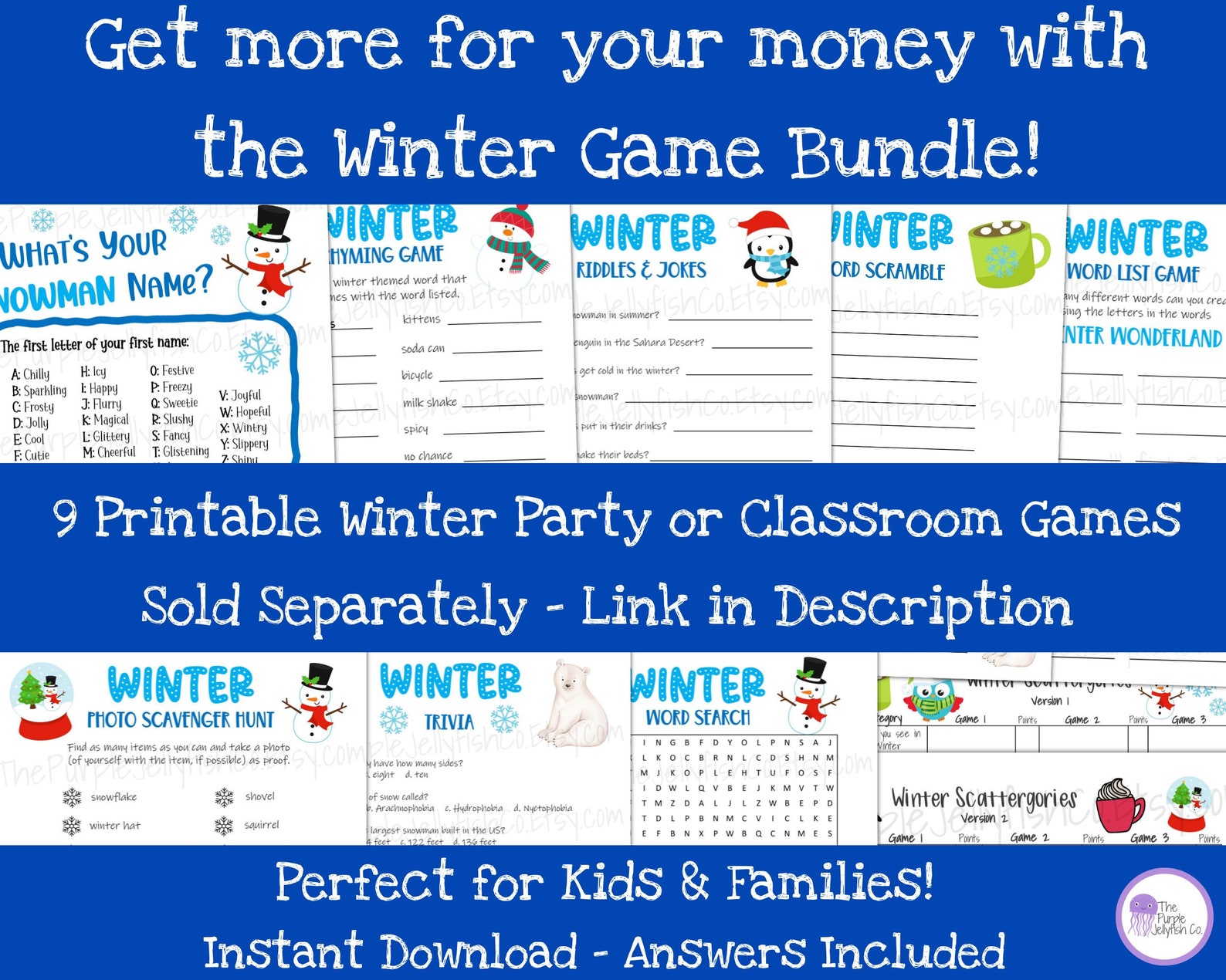 What's Your Snowman Name Game, Printable Winter Game for Kids, Snowman