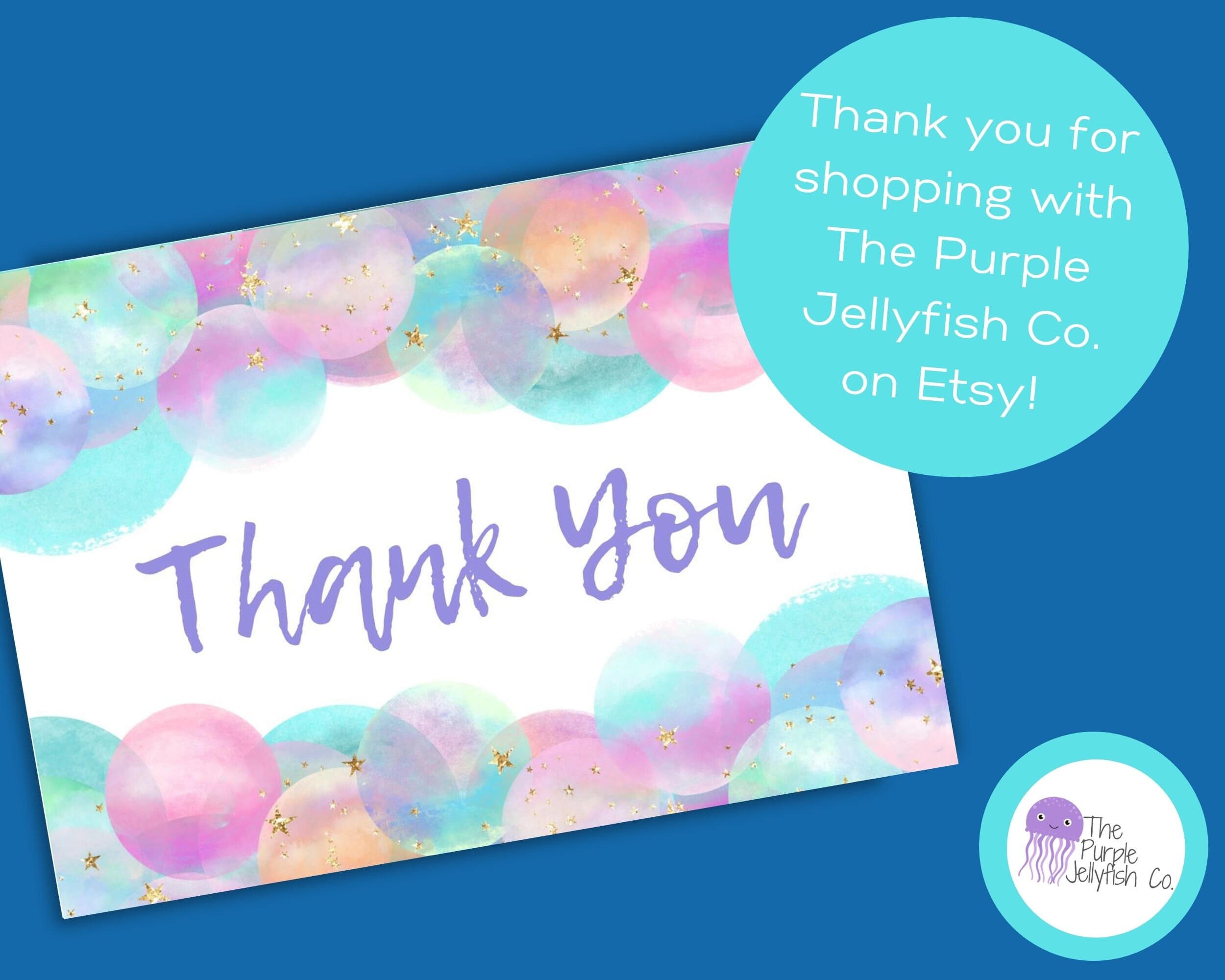 Printable Bubbles Thank You Card Folding Thank You Card - Etsy