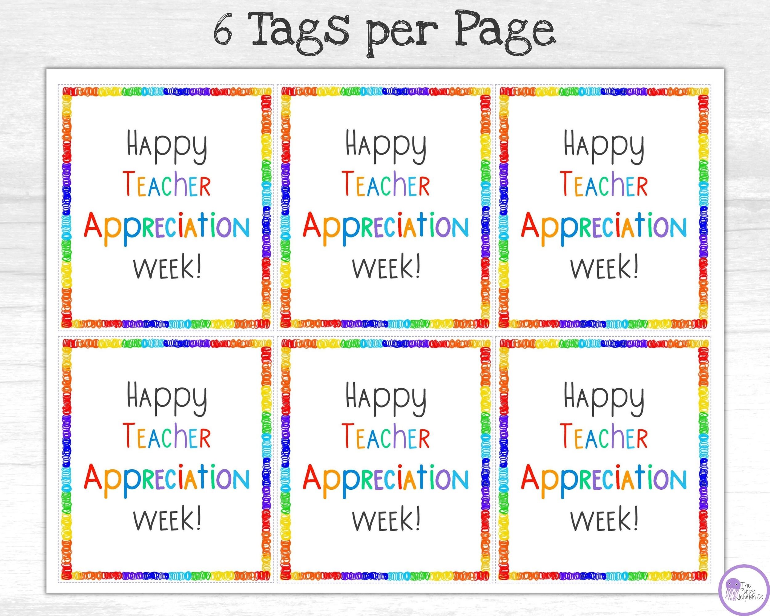 Teacher Appreciation Week Gift Tag, Printable Teacher Appreciation Card ...
